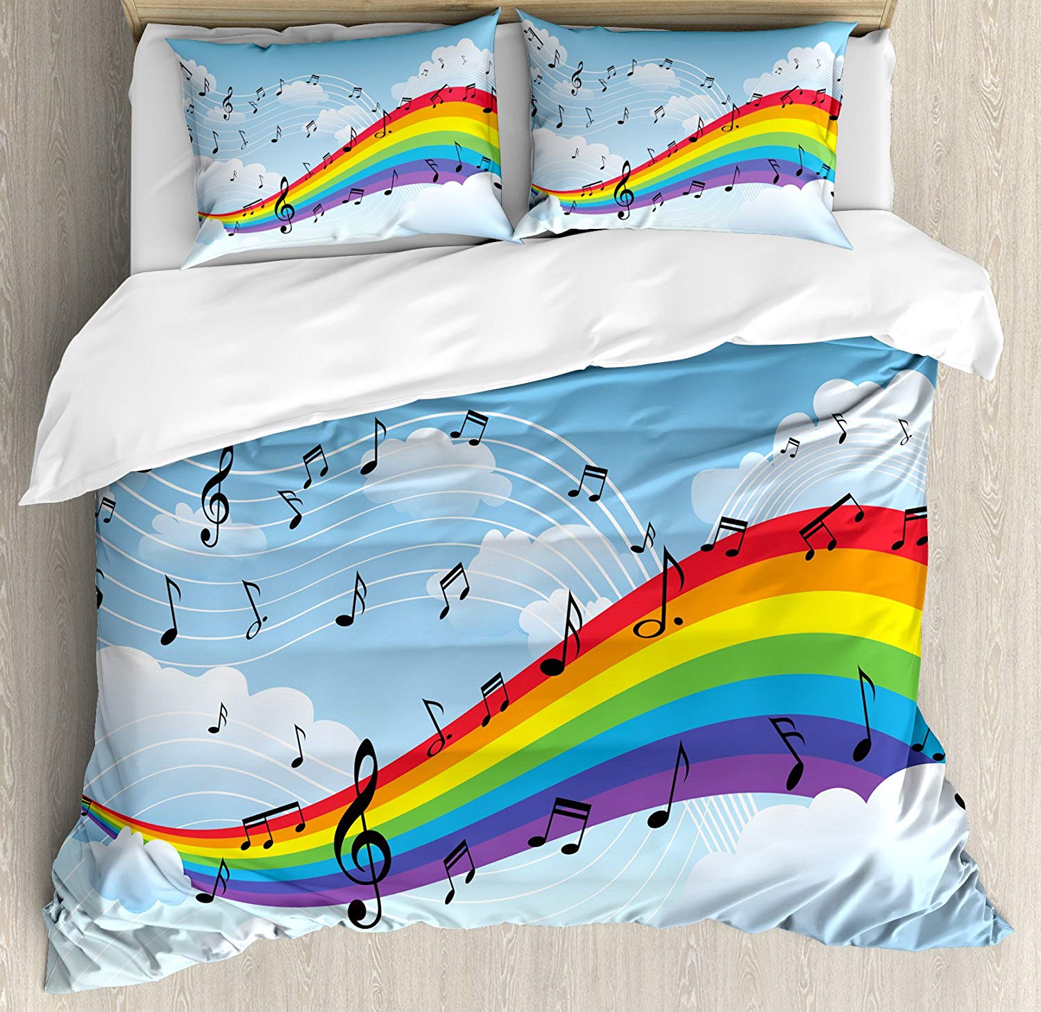 Rainbow Music Notes Bedding Set