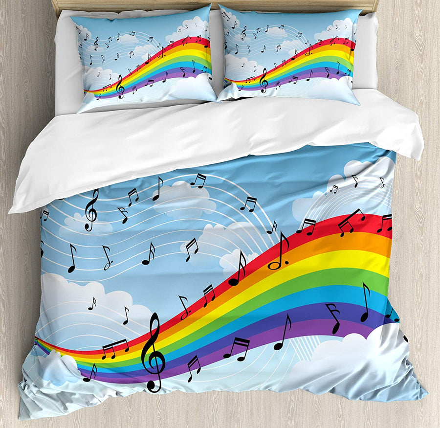 Rainbow Music Notes Bedding Set