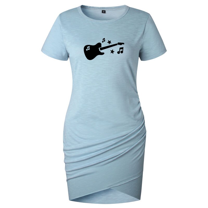 Music Guitar Wrap Hip Irregular Dress