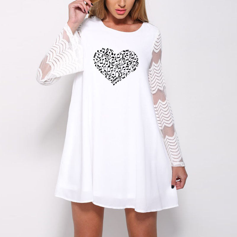 Music Heart Mesh Lace Dress