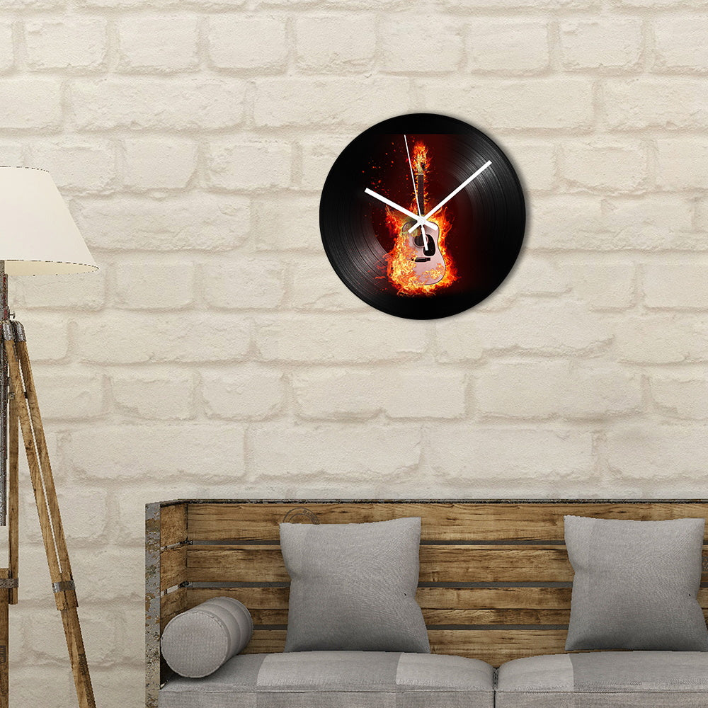 Fire Guitar Vinyl Record Clock - { shop_name }} - Review