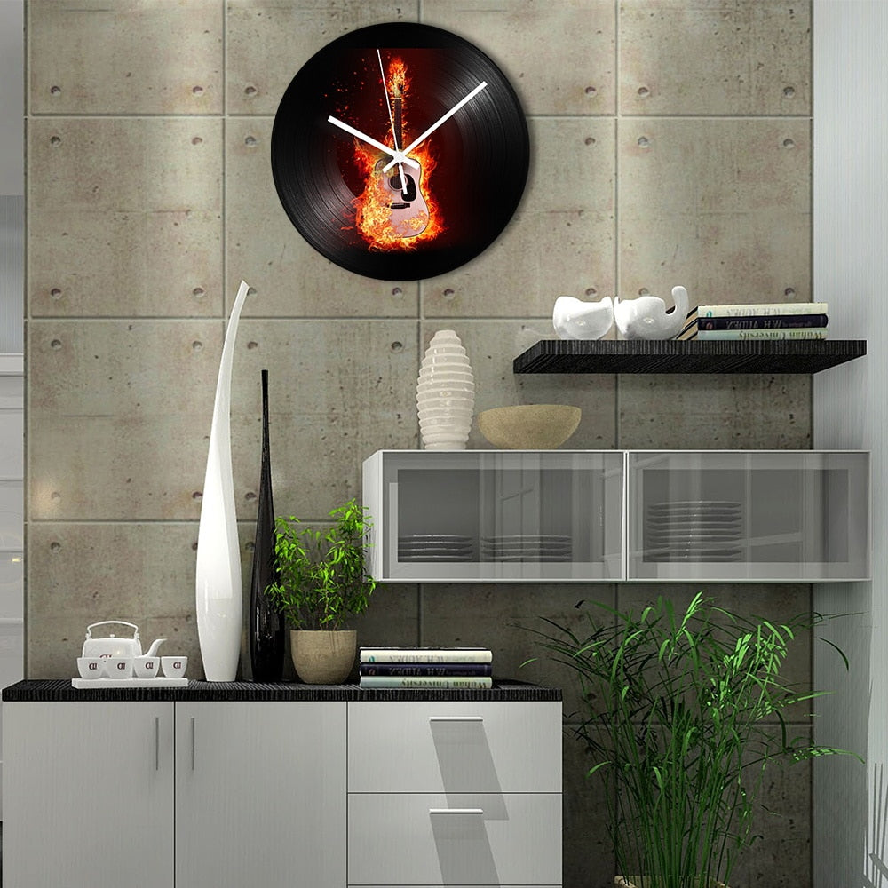 Fire Guitar Vinyl Record Clock - { shop_name }} - Review