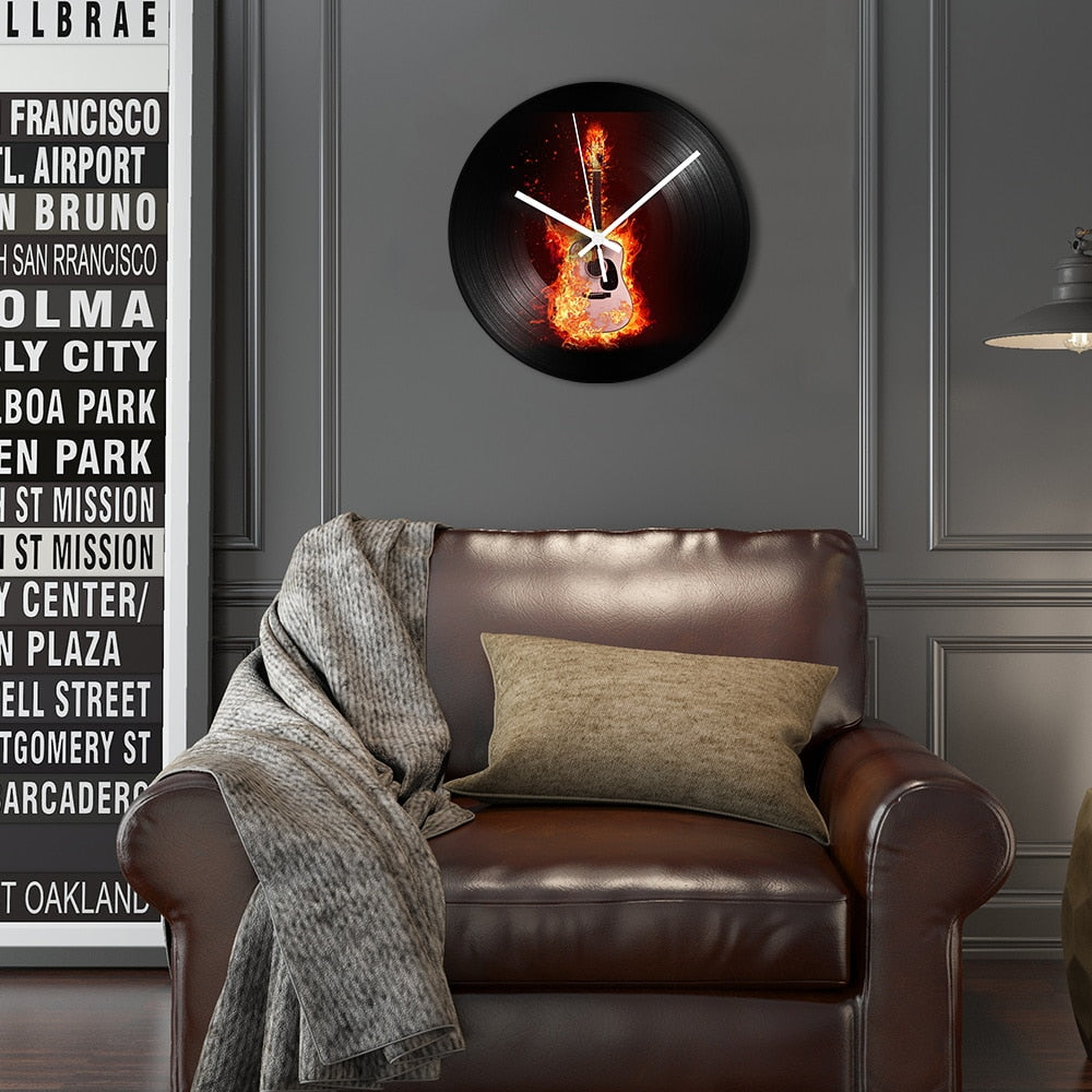 Fire Guitar Vinyl Record Clock - { shop_name }} - Review