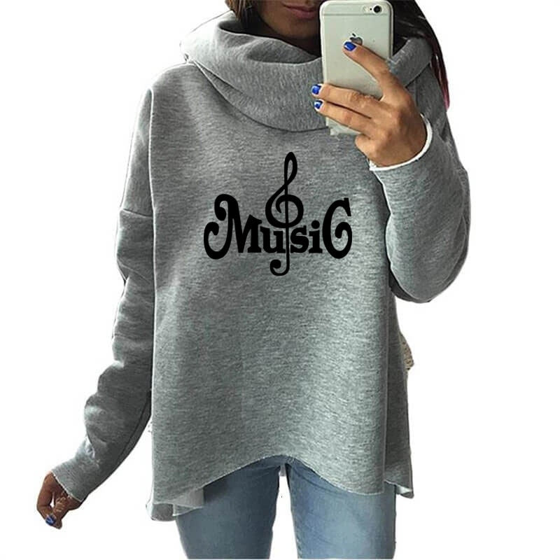 Creative Music Symbol Turtleneck Hoodie