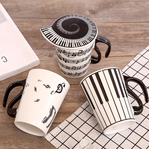 Creative Musical Note Ceramic Mug With Lid