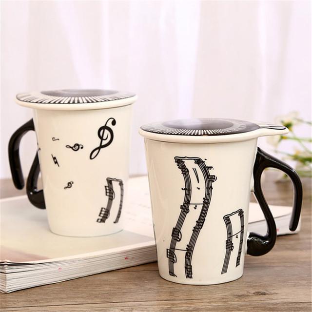Creative Musical Note Ceramic Mug With Lid - Artistic Pod Review