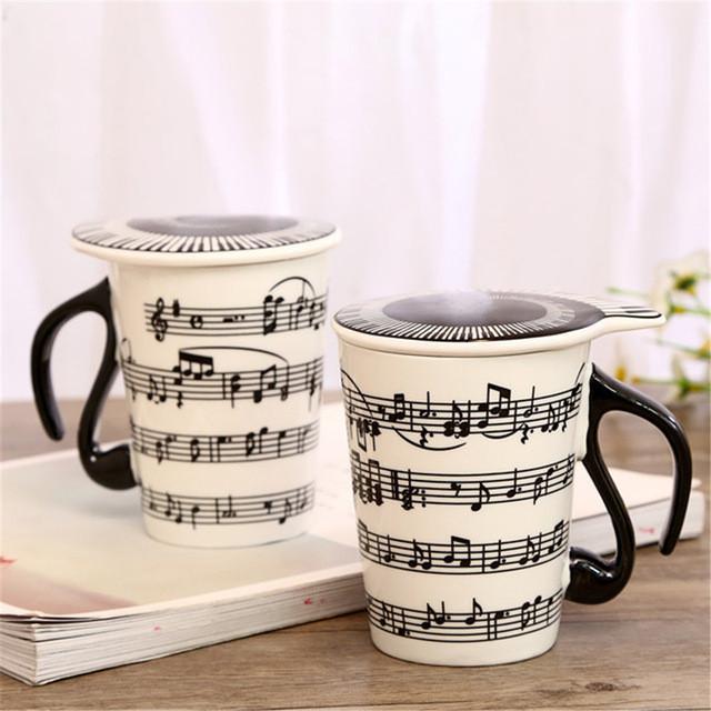 Creative Musical Note Ceramic Mug With Lid - Artistic Pod Review