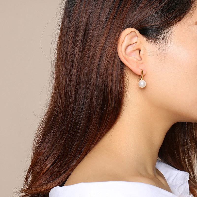 Music Notes White Pearl Drop Earrings