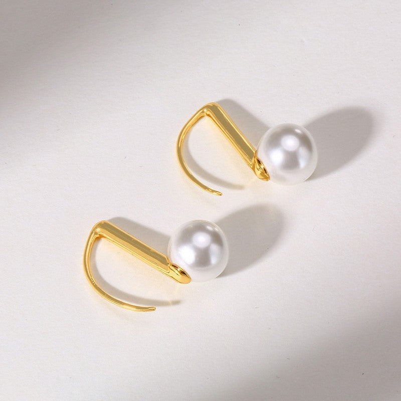 Music Notes White Pearl Drop Earrings