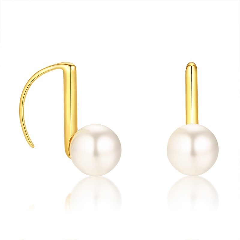 Music Notes White Pearl Drop Earrings