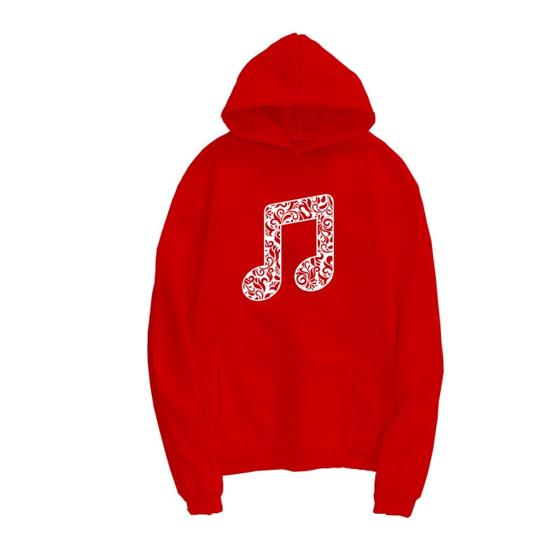 Music Notes Flowers Print Hoodie