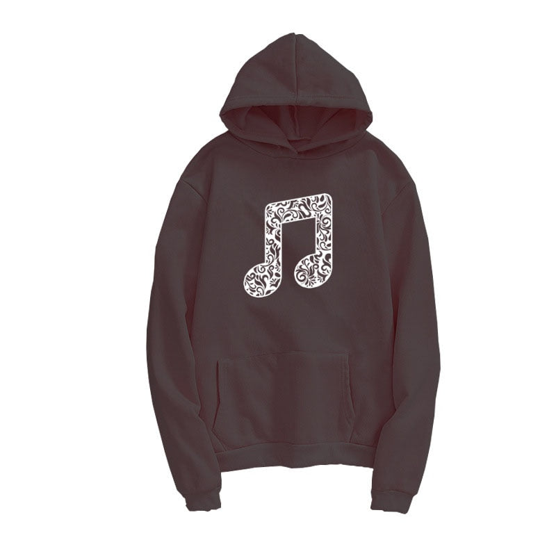 Music Notes Flowers Print Hoodie
