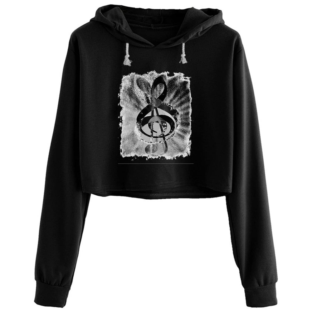Vintage Treble Clef Crop Hoodie