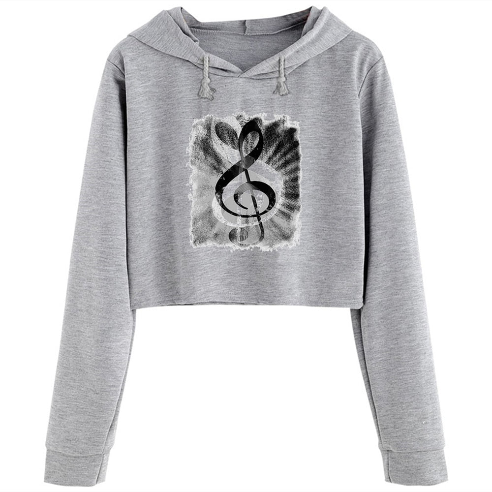 Vintage Treble Clef Crop Hoodie