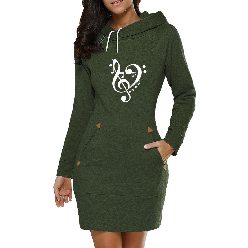 Heart Music Notes Hooded Dress
