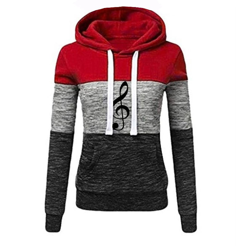 Music Note Letter Print Hoodie