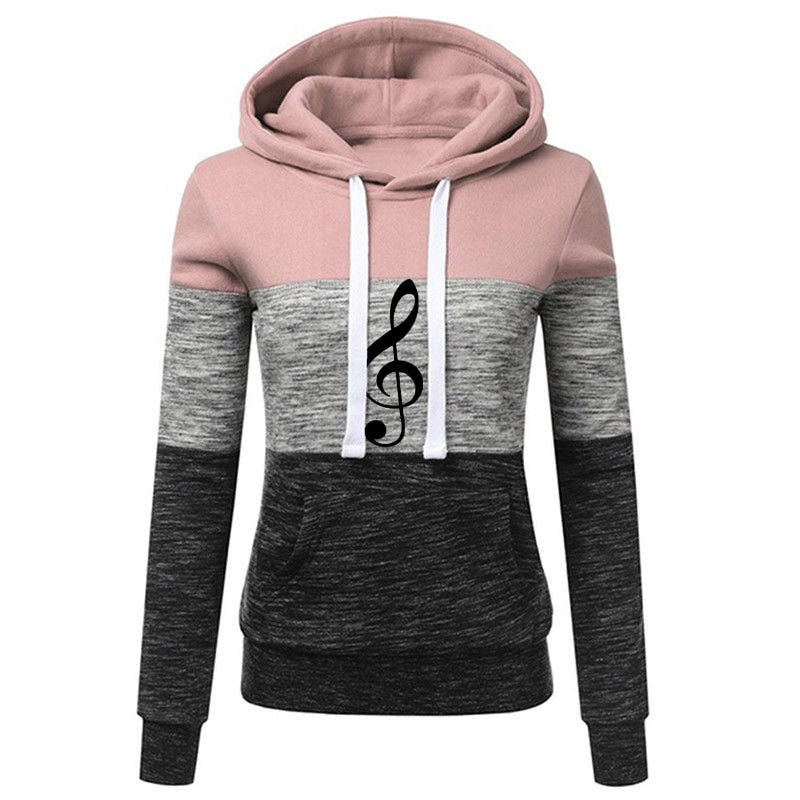 Music Note Letter Print Hoodie