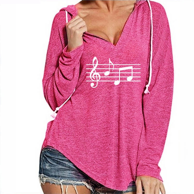 Music Scores V-Neck Hoodie