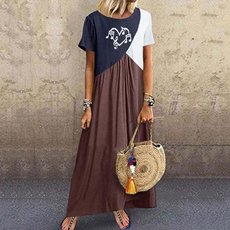 Music Notes Splice Casual Dress
