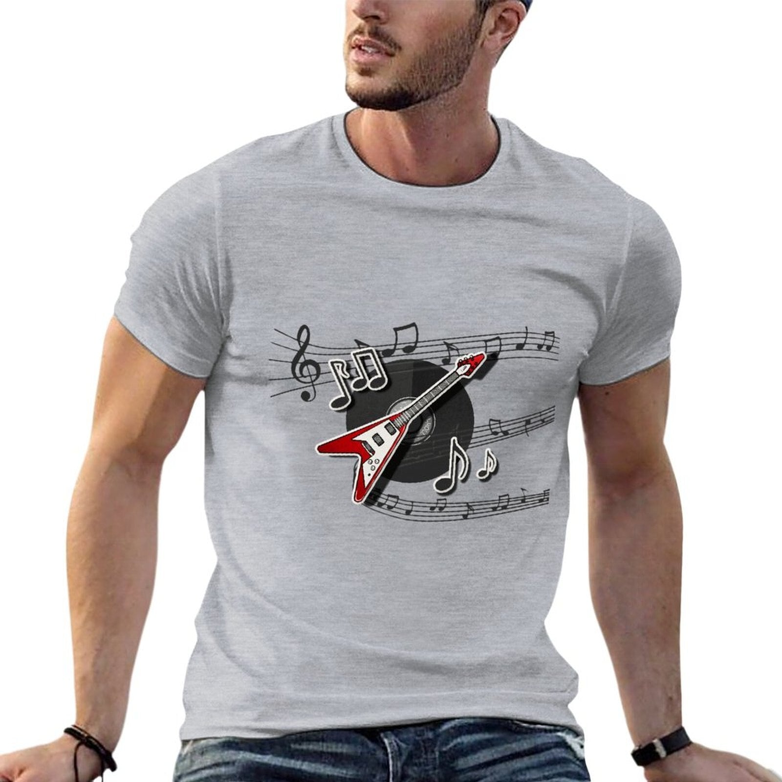 Music Note Guitar Cotton T-Shirt
