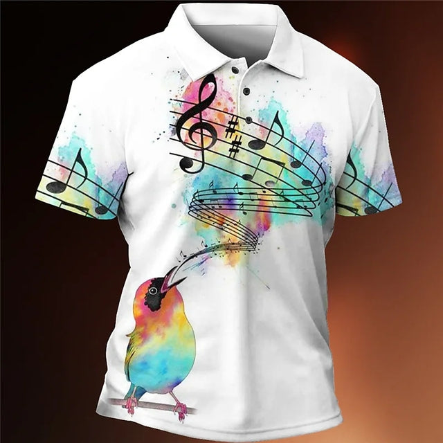 Music Note Collar Polo Shirt