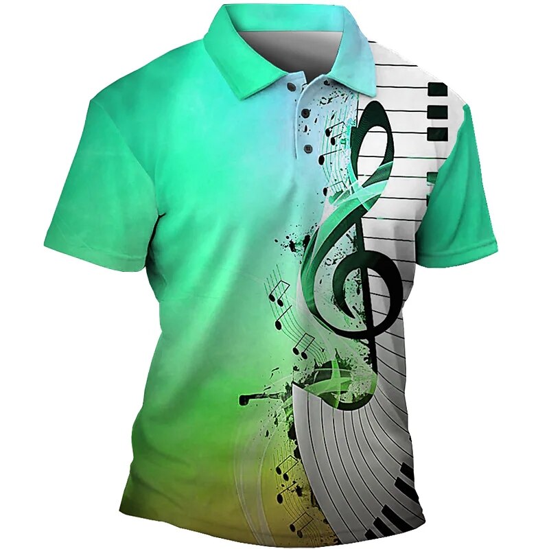 Music Note Collar Polo Shirt