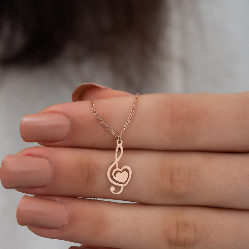 Mini Treble Clef Heart Necklace
