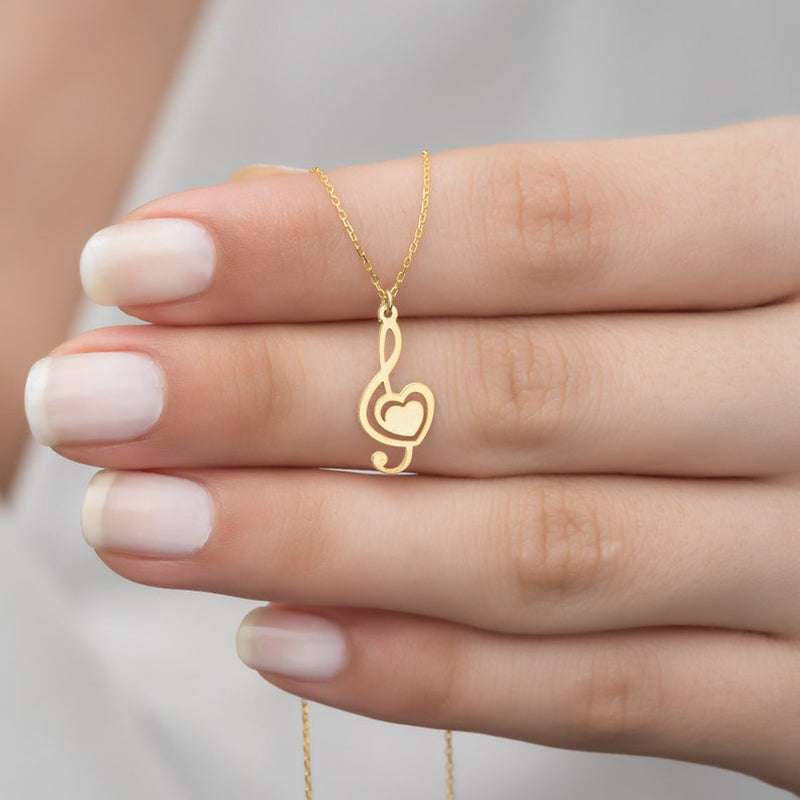 Mini Treble Clef Heart Necklace