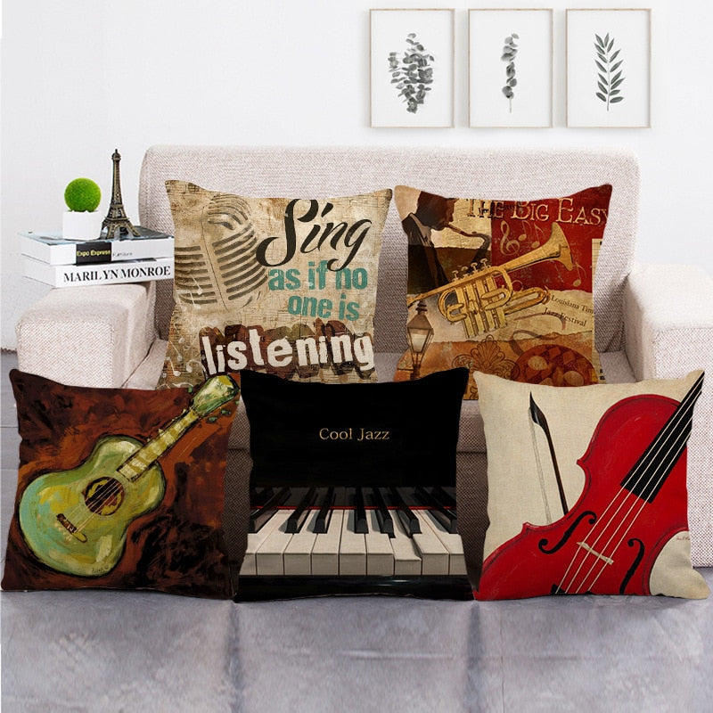 Decorative Musical Instruments Pillowcase