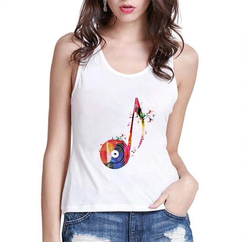 Music Notes Print Tank Tops