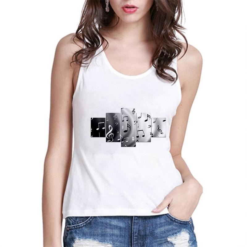 Music Notes Print Tank Tops