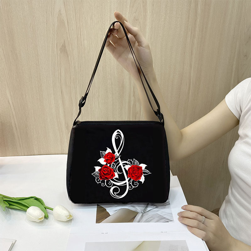 Music Notes Rose Shoulder Bag