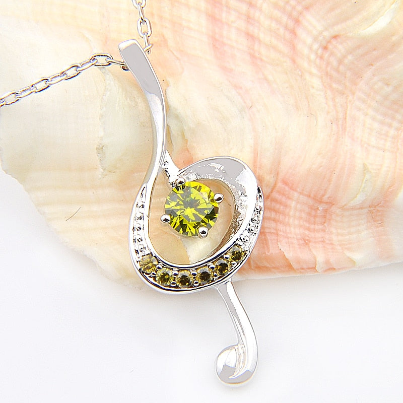 Cubic Zirconia Music Notes Necklace