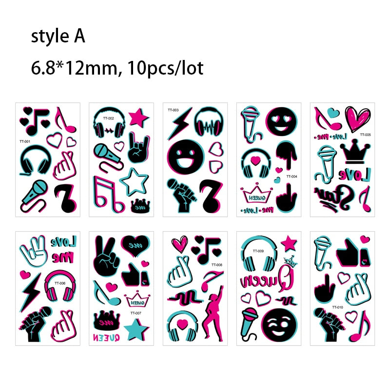 Music Party Glowing Tattoo Sticker