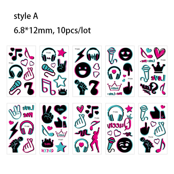 Music Party Glowing Tattoo Sticker - Artistic Pod