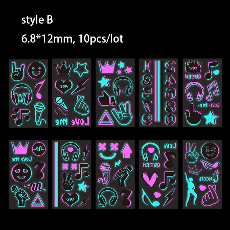 Music Party Glowing Tattoo Sticker