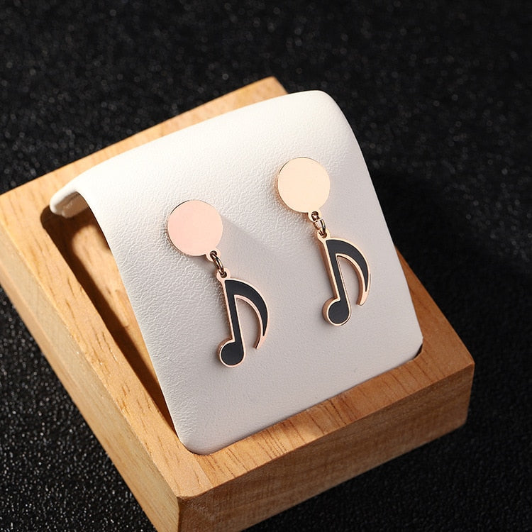 Music Note Rose Gold Earrings