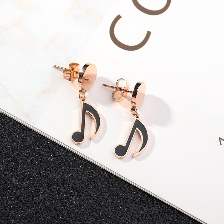 Music Note Rose Gold Earrings