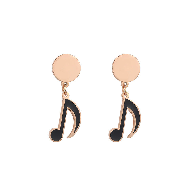 Music Note Rose Gold Earrings