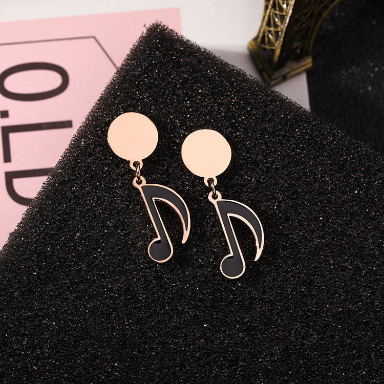 Music Note Rose Gold Earrings