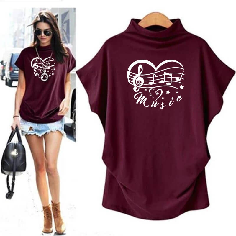 Music Scores In Heart Print T-shirt