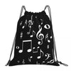 Minimalist Music Notes Drawstring Bag