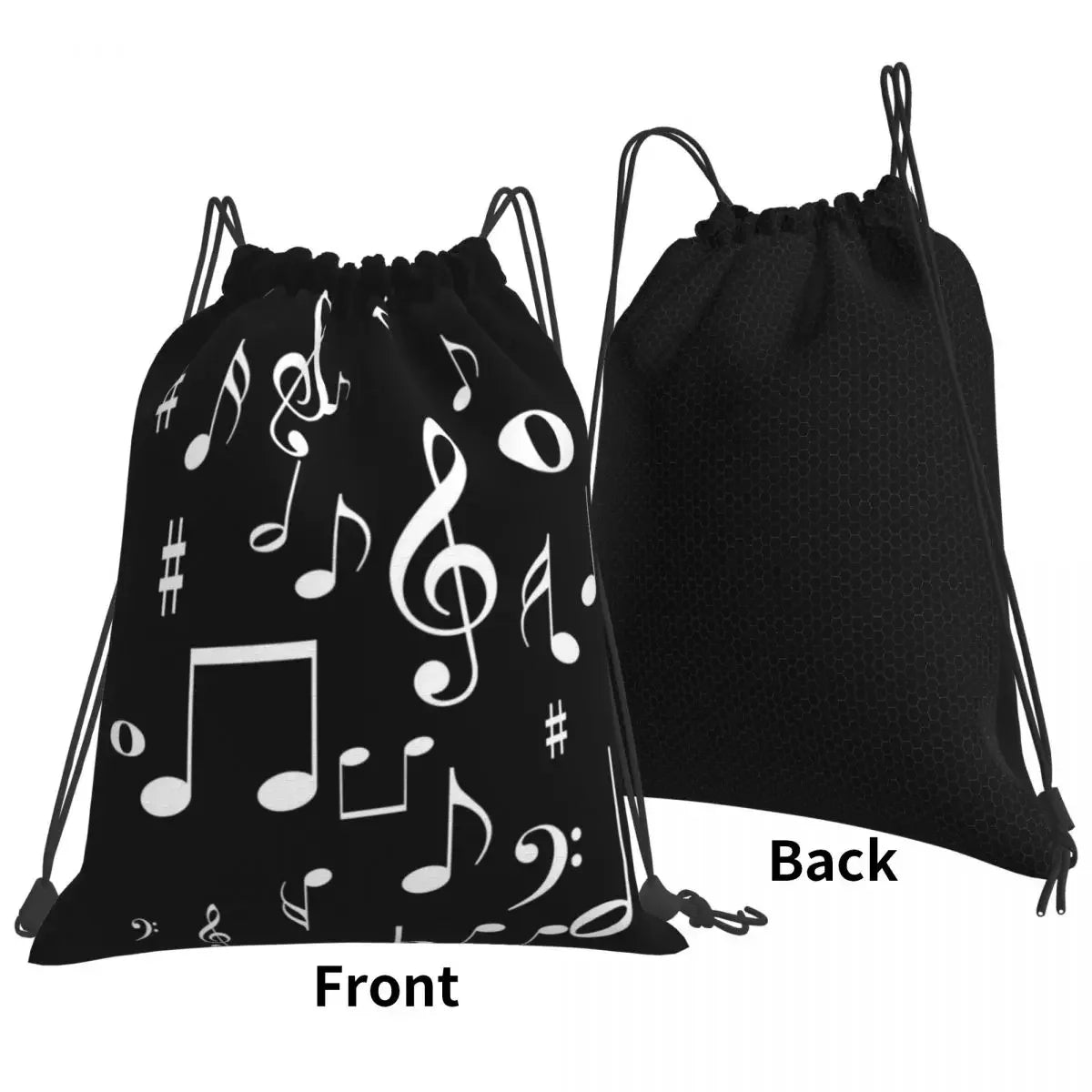 Minimalist Music Notes Drawstring Bag