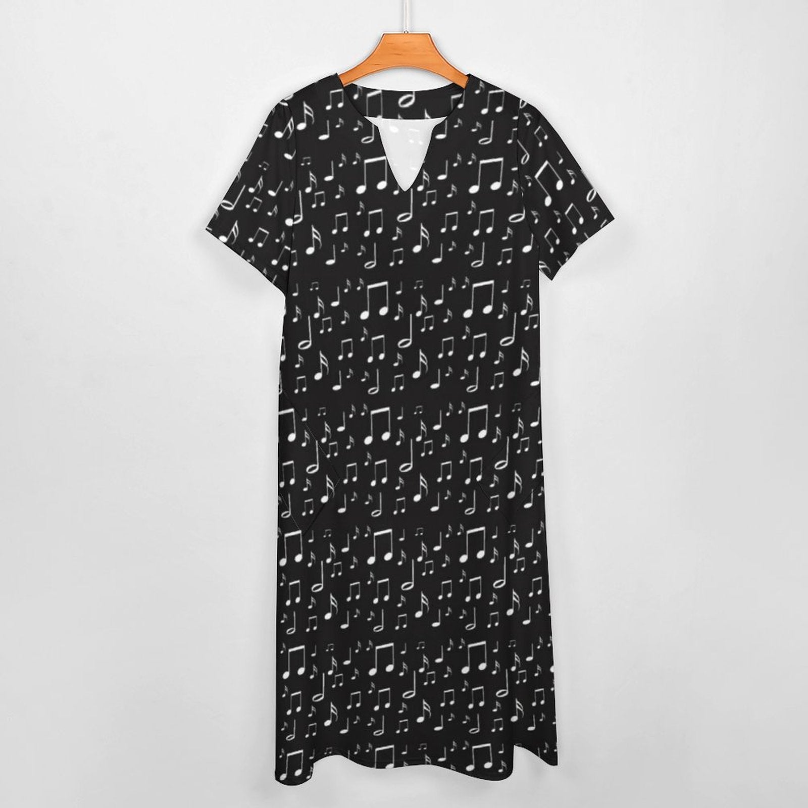 Music Notes V-neck Pocket Dress