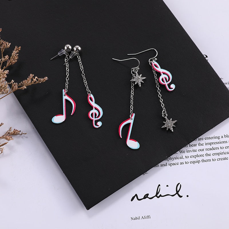 Music Notes Star Drop Earrings