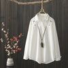 Music Notes Embroidered White Shirt