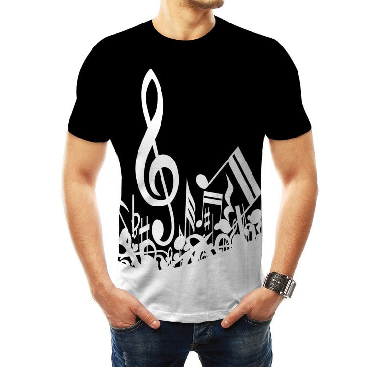 Short Sleeve Music Notes T-shirt