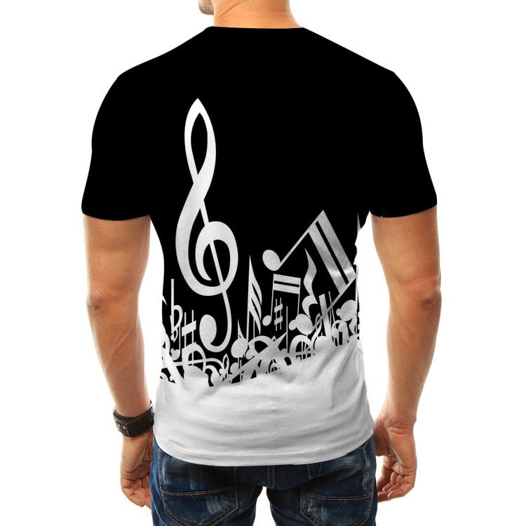 Short Sleeve Music Notes T-shirt
