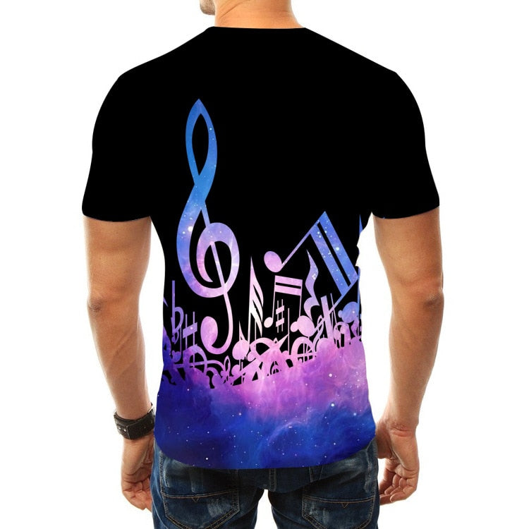 Short Sleeve Music Notes T-shirt