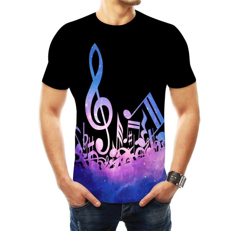 Short Sleeve Music Notes T-shirt